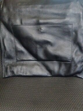 Women’s Black Leather Tote with Front Pocket